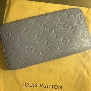 Blue Leather Zip Wallet